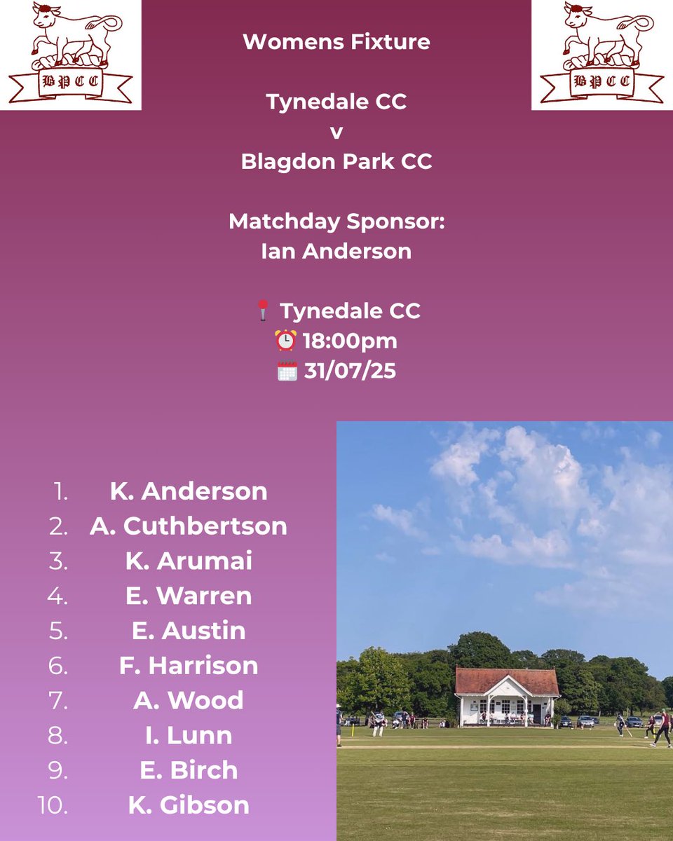 Midweek double header for the lasses
Looking to finish off the season strong
Thank you to our matchday sponsors Sarah Anderson and Ian Anderson and thank you to our team sponsors R&amp;K Wood Panelling
Go well all🐂