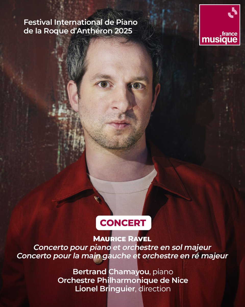 Pour célébrer les 150 ans de la naissance de Maurice Ravel, Bertrand Chamayou offre un moment d'exception depuis le Festival International de Piano de la Roque d’Anthéron, en jouant ses deux concertos sous la baguette de Lionel Bringuier. 
➡️ l.francemusique.fr/M2u