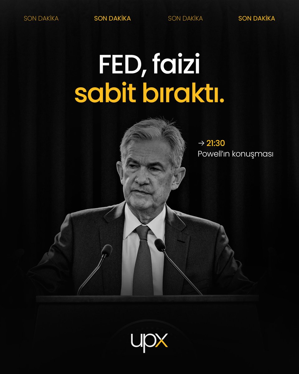upXfinance's tweet photo. SON DAKİKA: FED, faizi beklentiler doğrultusunda sabit bıraktı. https://t.co/xxUsdCKWKQ