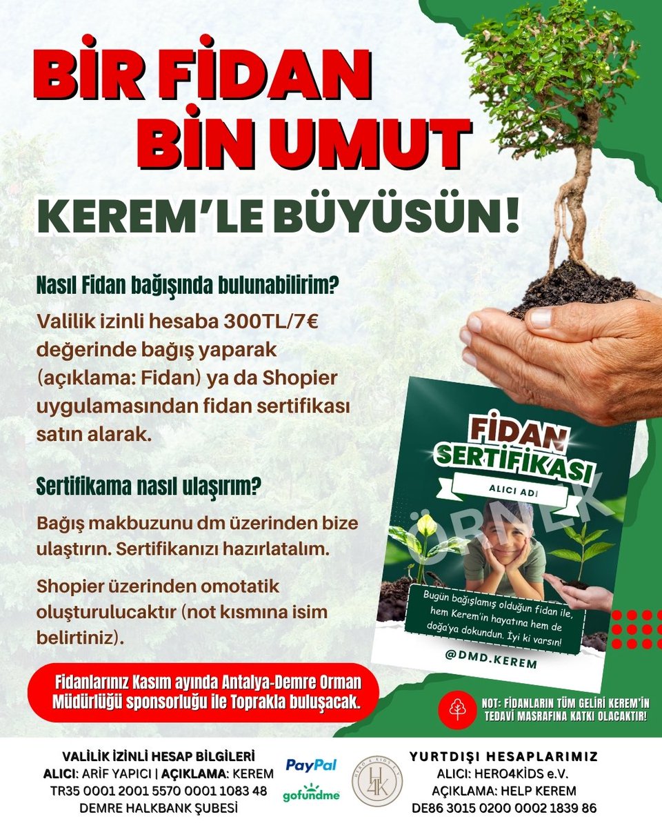 Dmd.kerem (@dmdkerem) on Twitter photo BİR FİDAN🌱BİN UMUT
🌱FİDAN BAĞIŞI İÇİN OKU👇
👉 300TL/7€ değerinde bağış yaparak (açıklama: FİDAN)
👉 shopier.com/35031016
‼️Fidan(lar) Kasım Ayında Antalya-Demre Orman İşletme Şefliği tarafından dikilecektik
‼️sizinde bir dikili ağacınız olsun 🌳 <a href="/dmdkerem/">𝐃𝐌𝐃.𝐊𝐄𝐑𝐄𝐌⛵️ ➜% 𝟏𝟓</a> BİR FİDAN🌱BİN UMUT
🌱FİDAN BAĞIŞI İÇİN OKU👇
👉 300TL/7€ değerinde bağış yaparak (açıklama: FİDAN)
👉 shopier.com/35031016
‼️Fidan(lar) Kasım Ayında Antalya-Demre Orman İşletme Şefliği tarafından dikilecektik
‼️sizinde bir dikili ağacınız olsun 🌳 <a href="/dmdkerem/">𝐃𝐌𝐃.𝐊𝐄𝐑𝐄𝐌⛵️ ➜% 𝟏𝟓</a>