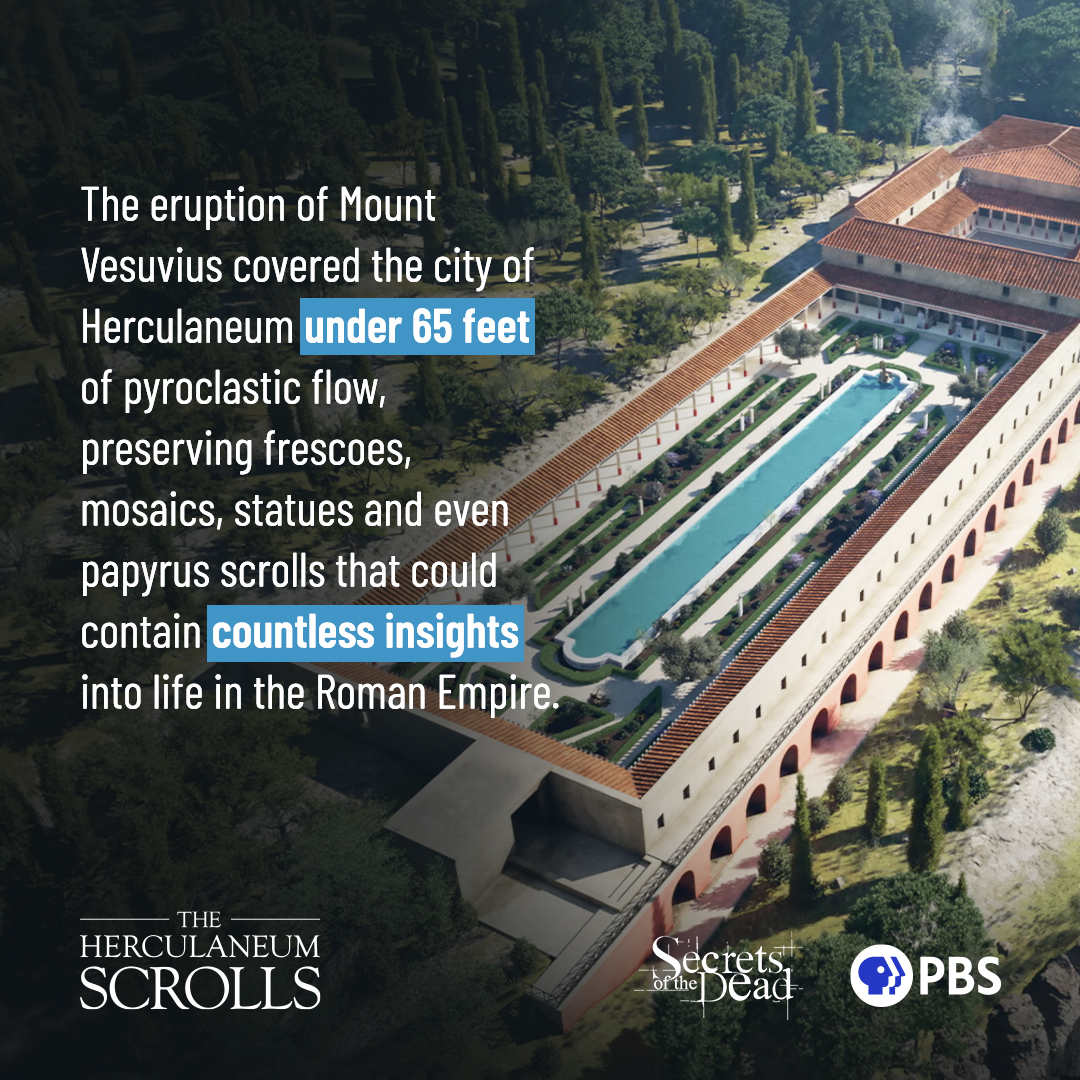 SecretsPBS's tweet image. Mt. Vesuvius’s eruption in 79 AD covered the city of Herculaneum under 65 feet of pyroclastic flow.