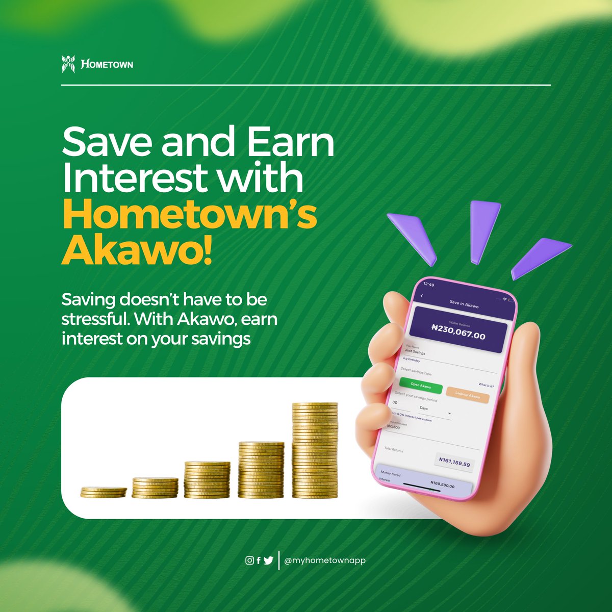 myhometownapp's tweet photo. Turn your savings into earnings with Akawo! 💰

Why let your money sit idle when it can grow? With Hometown’s Akawo, you can save smart and earn interest — effortlessly.

Start saving today and let your money work for you!

#SaveWithAkawo #SmartSavings #HometownApp https://t.co/fsxFD6E7kK