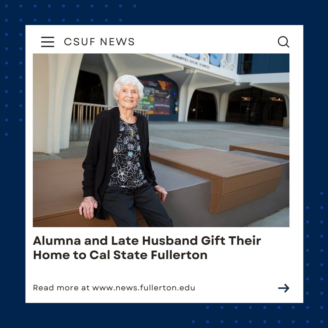 Donna Spradlin ’70 and her late husband, Kirt, have gifted their home to Cal State Fullerton to establish the Spradlin Family Endowed Scholarships in Aging Studies and in English, Comparative Literature and Linguistics, supporting students in both fields. news.fullerton.edu/2025/07/alum-a…