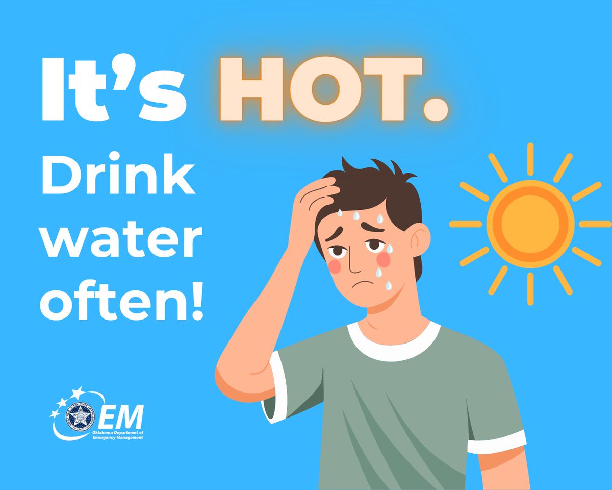 It's HOT today, Oklahoma. Consider this your reminder to take a sip! 💧 #DrinkWater

#HeatSafety #ReadyOK