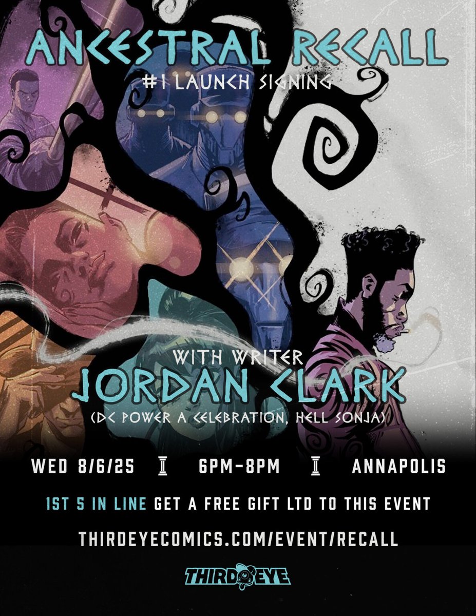 Jordan Clark (@jrsosa18) on Twitter photo Next week, Ancestral Recall is available wherever comics are sold, and I'll be signing in store at <a href="/thirdeyecomics/">Third Eye Comics</a>. Please come out and celebrate with me! Thank you to everyone who has shared and said a kind word about the book so far, it really means a lot! Next week, Ancestral Recall is available wherever comics are sold, and I'll be signing in store at <a href="/thirdeyecomics/">Third Eye Comics</a>. Please come out and celebrate with me! Thank you to everyone who has shared and said a kind word about the book so far, it really means a lot!