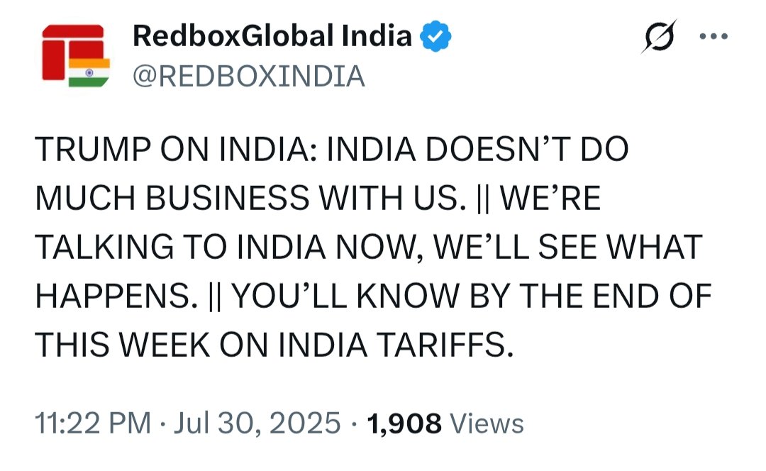 Dolund Trump Backtracks Yet Again!

From "25% Tariffs and Additional Penalty for Buying Russian Oil to Fund Ukraine War"

To "We're Talking to India Now, We'll See What Happens. You'll Know By the End of this Week"

As Government of India Stands Firm on its Stance, Trump Fumbles!