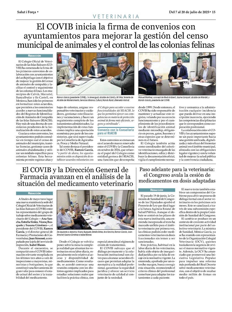 COVIB (@veterinarisib) on Twitter photo Gracias a Salut i Força <a href="/saludediciones/">Salud Ediciones</a> por destacar en su nº 544 la labor del COVIB y nuestros convenios con ayuntamientos para mejorar el censo de animales y el control de colonias felinas. Gracias a Salut i Força <a href="/saludediciones/">Salud Ediciones</a> por destacar en su nº 544 la labor del COVIB y nuestros convenios con ayuntamientos para mejorar el censo de animales y el control de colonias felinas.