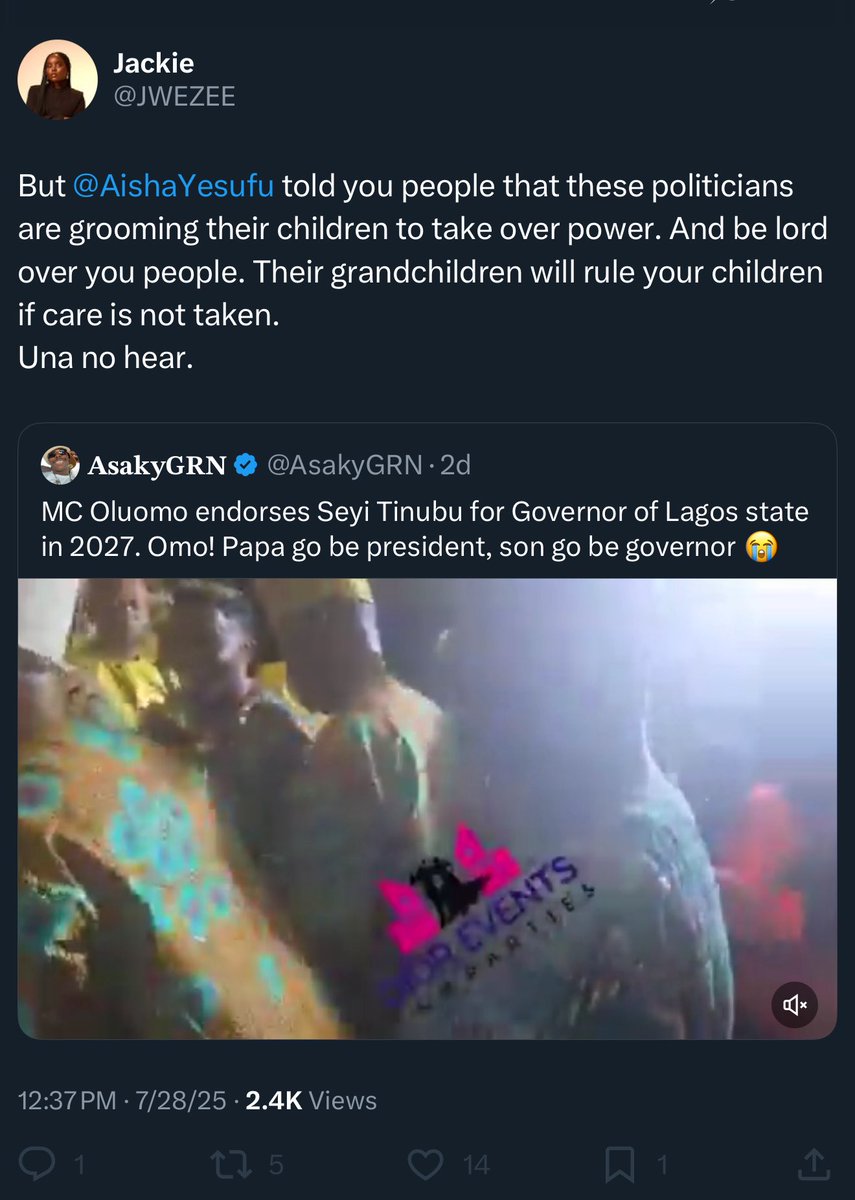 Why do you have a problem with politicians grooming their children to take over power? Is this a joke?

Your dad was a former Senate President and now you have been appointed an Exco of the SPV, ADC, with the sole aim of grabbing power.

Who groomed you?