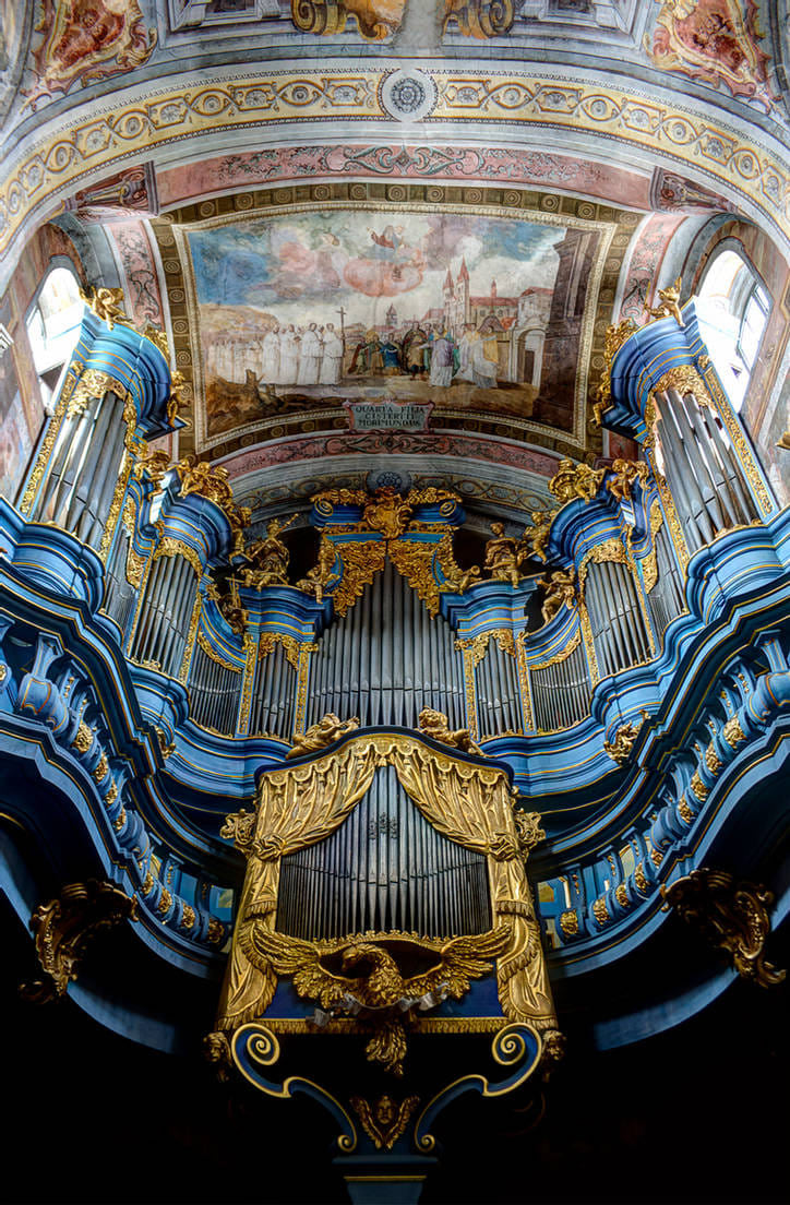 Imagine the sound....

The organ in the Cystersian Monastery, Jedrzejow, Poland, 1779.