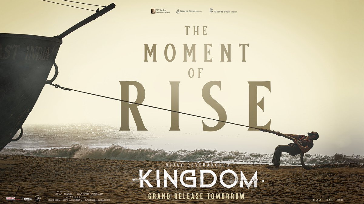 The moment of RISE  🔥

The highly anticipated #Kingdom is all set to pull everyone into its zone of emotions.

An adrenaline filled ride in <a href="/gowtam19/">Gowtam Tinnanuri</a>’s style is guaranteed. 

<a href="/TheDeverakonda/">Vijay Deverakonda</a> <a href="/anirudhofficial/">Anirudh Ravichander</a> <a href="/ActorSatyaDev/">Satya Dev</a> #BhagyashriBorse @Venkitesh_VP <a href="/dopjomon/">Jomon T John</a>
