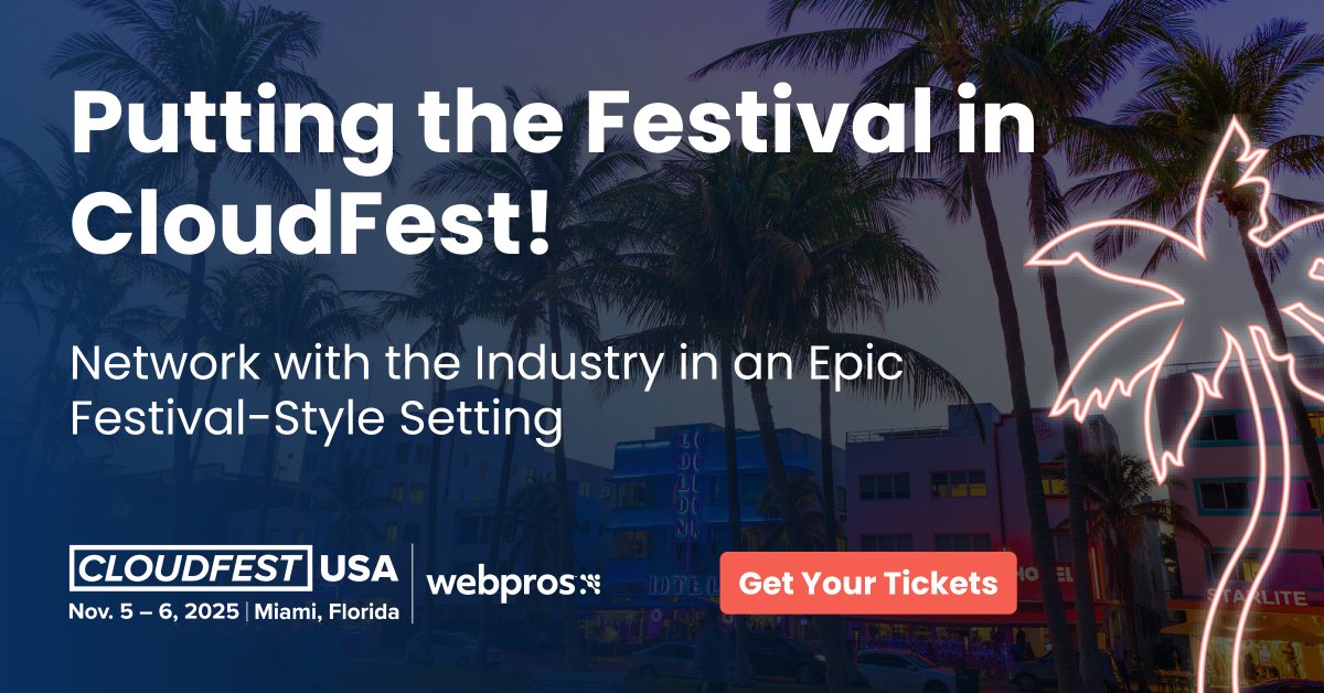 #CloudFestUSA is where business gets personal.

Join us for a new type of networking: 
🎉 Opening Party
💻 Hackathon
🍔 Beer &amp; Burgers
💪 Server Throwing
🍾 Wynwood Walls Bash

Show up for the sessions, stay for the people.

Beat the price increase on 8/1: eu1.hubs.ly/H0kZyxB0