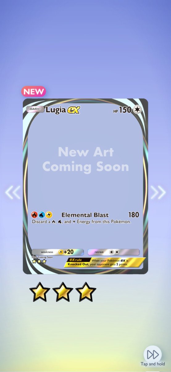 First card I pulled in the new Wisdom of Sea and Sky set in TCG pocket. Let's go!!! 

But actually am glad we are getting replaced art. The original was traced for anyone wondering what this is when they pull it.
