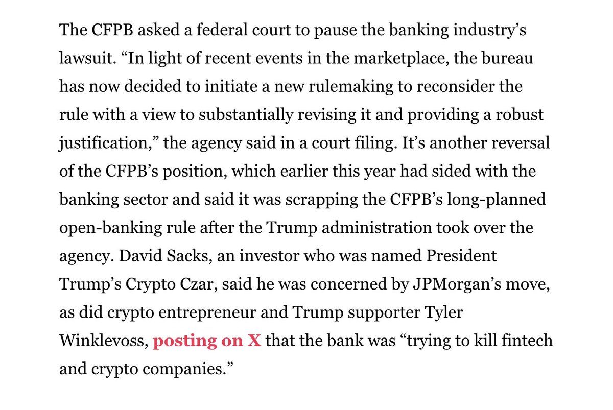 Trump admin &amp; crypto pals: Fair competition for me but not for thee... 
<a href="/theinformation/">The Information</a> #openbanking #data