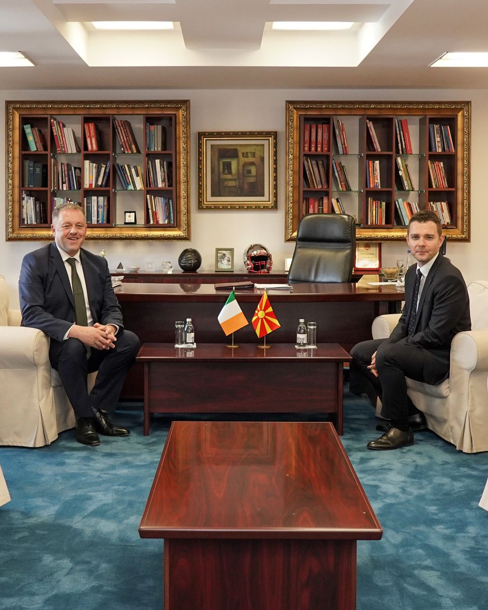 Thomas Byrne (@thomasbyrnetd) on Twitter photo Thank you, Minister <a href="/TimcoMucunski/">Timco Mucunski</a> for your warm welcome to Skopje.
I welcomed the opportunity for substantive discussions on European integration and how Ireland can best support North Macedonia on its EU path.
🇮🇪🤝🇲🇰🇪🇺 Thank you, Minister <a href="/TimcoMucunski/">Timco Mucunski</a> for your warm welcome to Skopje.
I welcomed the opportunity for substantive discussions on European integration and how Ireland can best support North Macedonia on its EU path.
🇮🇪🤝🇲🇰🇪🇺