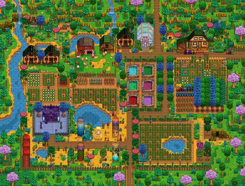 my year 4 perfection farm in stardew valley 🌱🌈