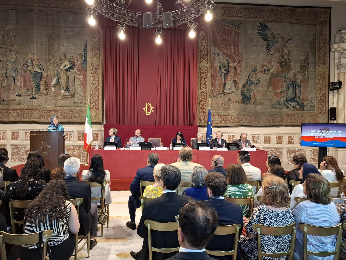 Speech at the Parliament of Italy
The Third Option: Change by the Iranian people and the Iranian Resistance
Today, I have come to the cradle of Italian democracy to present a comprehensive roadmap—a roadmap grounded in the strength, determination, and capabilities of a nation