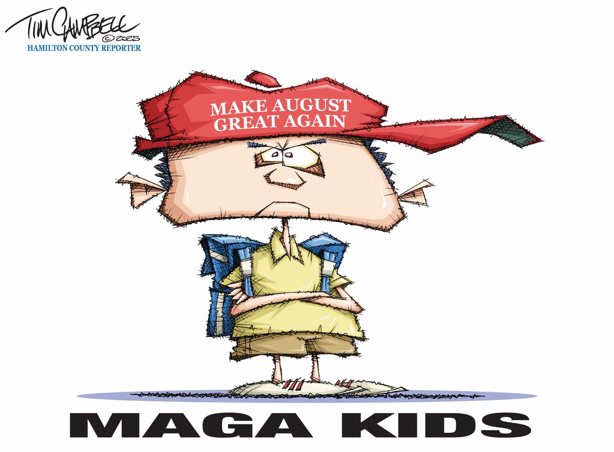 Tim Campbell (@tc2oons) on Twitter photo Back To School… In July?
#backtoschool2025 #Kids #ShortSummer #MakeAugustGreatAgain <a href="/EandPCartoons/">Editorial & Political Cartoons</a> <a href="/IndianaJournos/">Indiana Journos</a> <a href="/JGfortwayne/">The Journal Gazette</a> <a href="/indystar/">IndyStar</a> Back To School… In July?
#backtoschool2025 #Kids #ShortSummer #MakeAugustGreatAgain <a href="/EandPCartoons/">Editorial & Political Cartoons</a> <a href="/IndianaJournos/">Indiana Journos</a> <a href="/JGfortwayne/">The Journal Gazette</a> <a href="/indystar/">IndyStar</a>