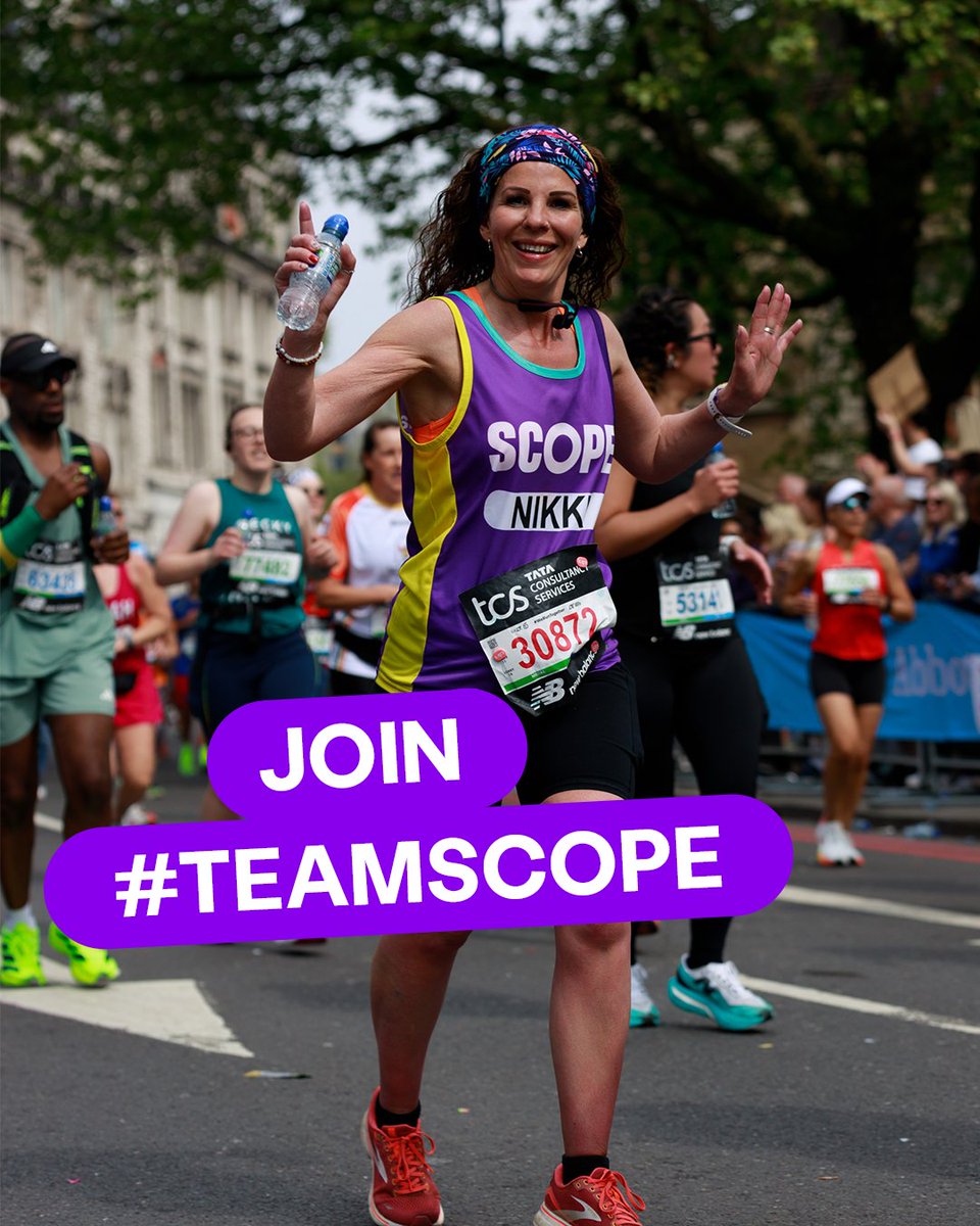 scope's tweet photo. Ready to run for disability equality?
Lace up with #TeamScope for the iconic 2026 TCS London Marathon. And join our movement for change π
https://t.co/DnbbMarpoL https://t.co/RRv7pUT3MV