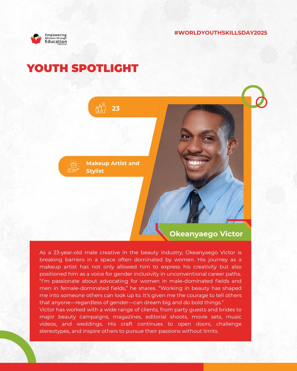 Meet Okeanyaego Victor, a 23-year-old Be-MINT alumnus who’s breaking barriers in the beauty industry. As a male makeup artist, he’s challenging gender norms and proving that creativity and passion have no limits. His journey is inspiring others to dream boldly.#WYSD2025 #BeMINT