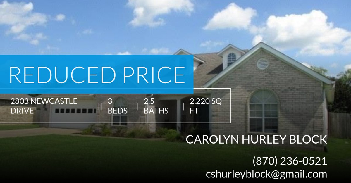 HurleyBlock's tweet image. 📍 Reduced Price 📍 This recently reduced home at 2803 Newcastle Drive in Paragould won't last long, so, don't wait to set up a showing! Reach out here or at (870) 236-0521 for more information! homeforsale.at/2803_NEWCASTLE…