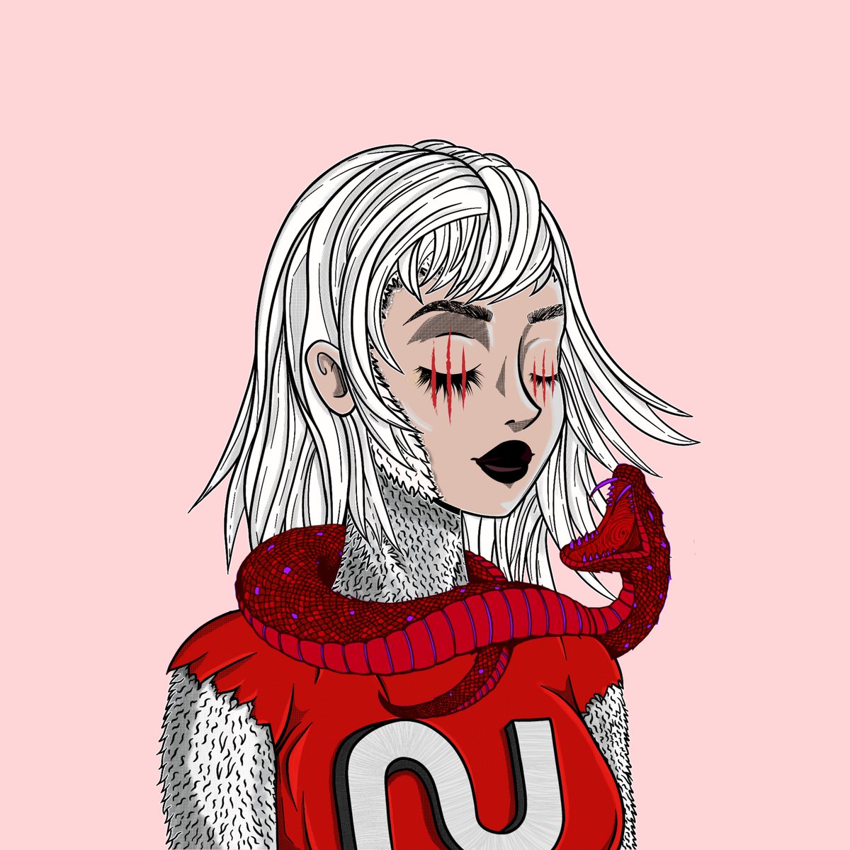 The serpent is her eyes.