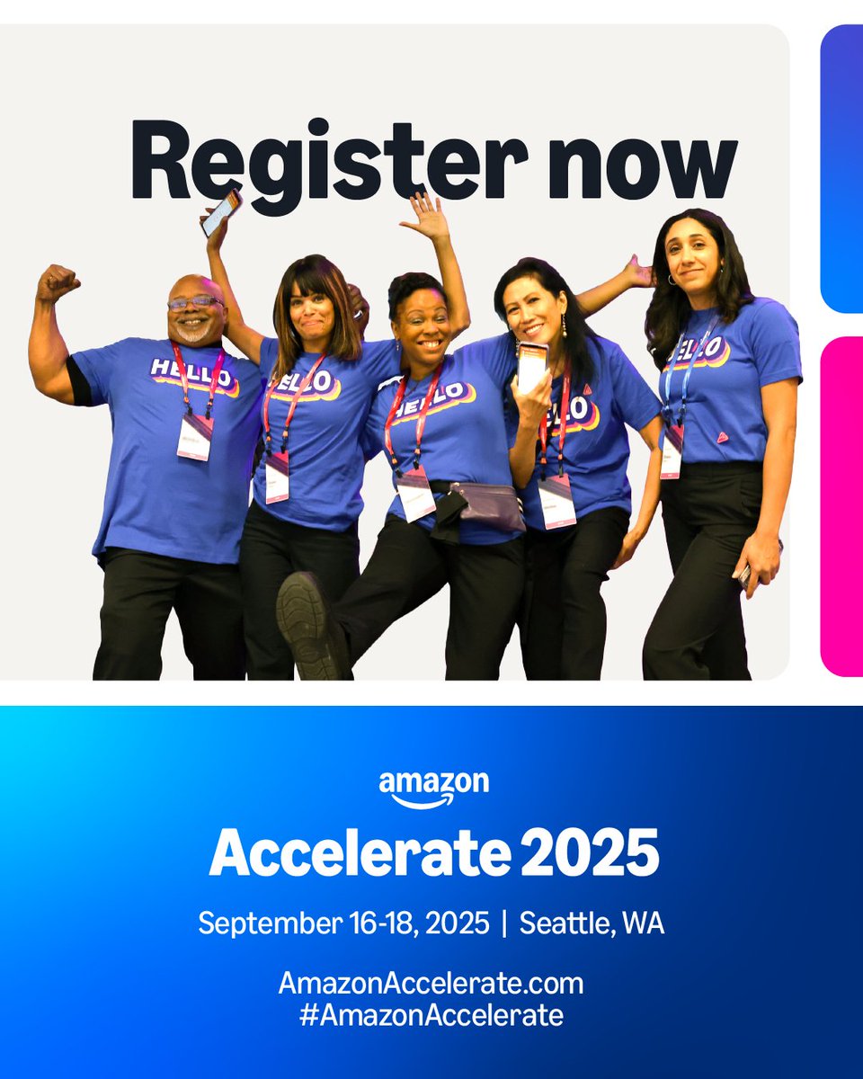 🚨 Last chance—Final days 🚨 #AmazonAccelerate 2025 early-bird pricing ends Aug 3! Save $100 Register now: spr.ly/6016fz4VI. Join us Sept 16-18 in Seattle for: 🔎 1:1 expert guidance 📋 60+ service provider consultations 🤝 Seller networking 💡 Expert sessions