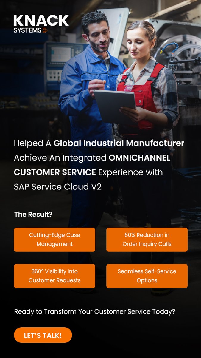 KnackSystems's tweet image. 🎯 Customer Spotlight!
When a multi-billion-dollar industrial manufacturer&apos;s legacy service systems couldn’t keep pace with customer demands, they partnered with Knack Systems. Learn how we can help your organization: hubs.ly/Q03zgQTz0
 #SAPServiceCloud  #SAPBuildApps