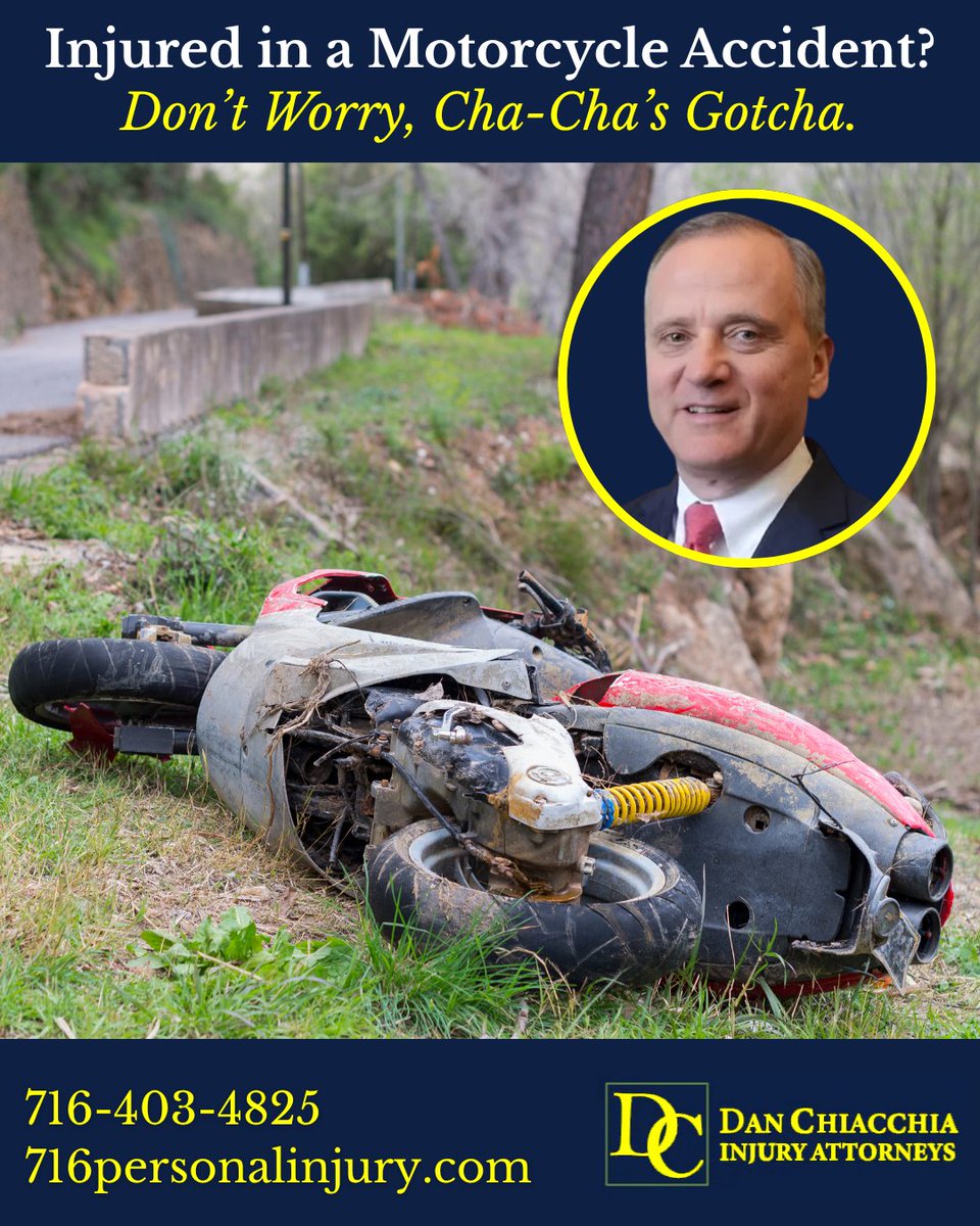When the unexpected happens on the road, you need a legal team that moves fast and fights hard. At Dan Chiacchia Injury Attorneys, we've got your back every mile of the way.

#DanChiacchiaInjuryAttorneys #HamburgLawFirm #ErieCounty #MotorcycleAccident #LegalHelp #InjuryAttorneys
