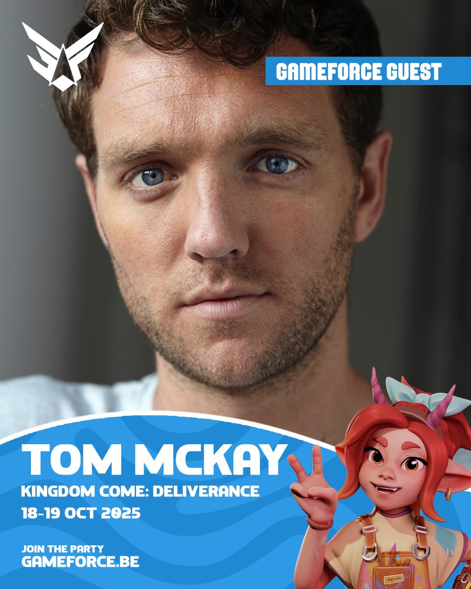 📢 Guest announcement: Actor Tom McKay joins GameForce on October 18-19, 2025, in Brussels Expo!

🏰 Henry in #KingdomComeDeliverance I &amp; II, and much more

🤝 Meet him in photoshoots, autographs, selfies, and big Q&amp;A: gameforce.be/guests