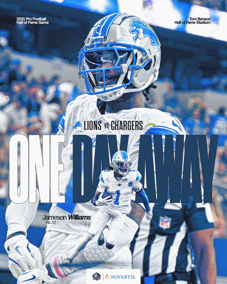 🚨TOMORROW🚨

📺 Thursday, July 31 at 8 p.m. on <a href="/SNFonNBC/">Sunday Night Football on NBC</a>/@Peacock
🏈 <a href="/Lions/">Detroit Lions</a> vs. @Chargers

<a href="/NovartisUS/">Novartis US</a> | #PFHOF25