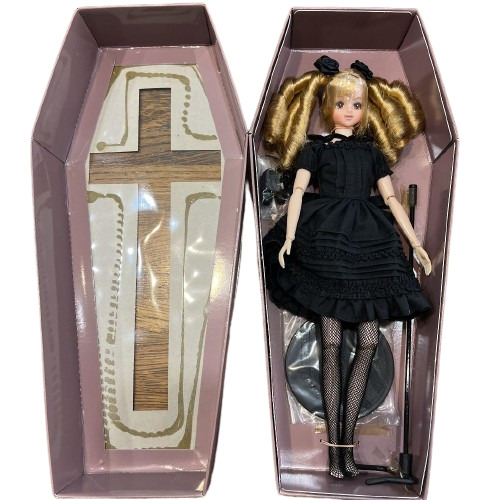 deeply in love with the fact that the jenny x victorian maiden collaboraion doll comes in a coffin shaped box