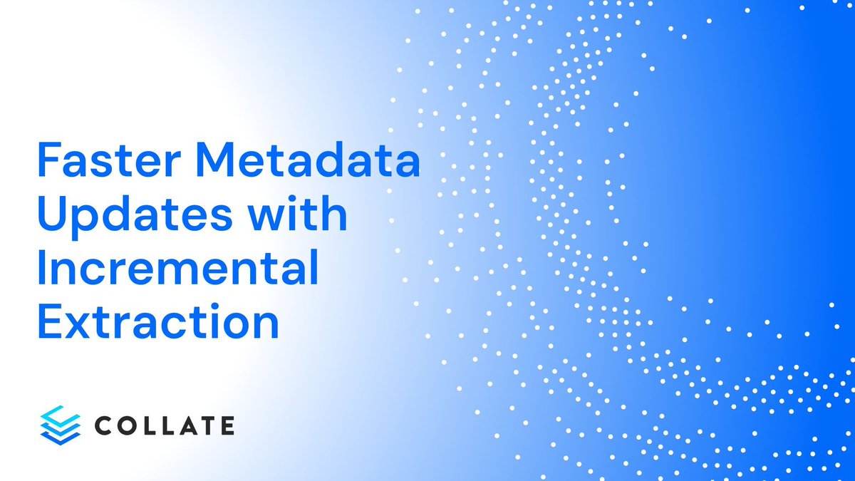 Discover how to supercharge your metadata ingestion with incremental extraction!  Our latest blog at Collate explores optimizing data pipelines for efficiency and scale with #BigQuery, #Redshift,  and #Snowflake. Learn key strategies to streamline metadata updates and boost