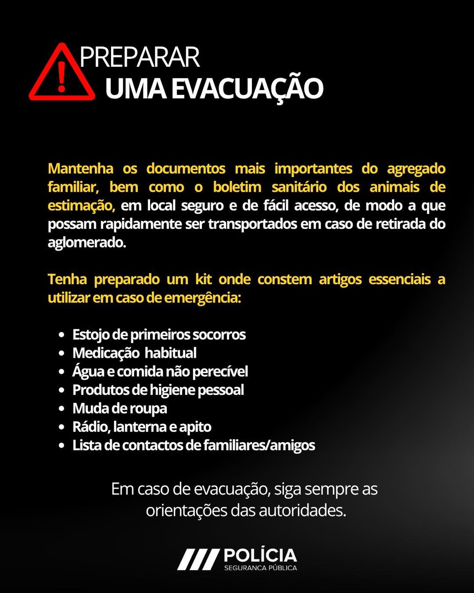 Sabe o que fazer em caso de incêndio? 🔥
Se detetar um incêndio:
📞 Ligue 112
🚶Afaste-se rapidamente da zona de perigo
🗣️ Siga as indicações das autoridades
☁️Proteja-se do fumo
Por si, por todos. Previna, proteja e colabore.
#semprepresente