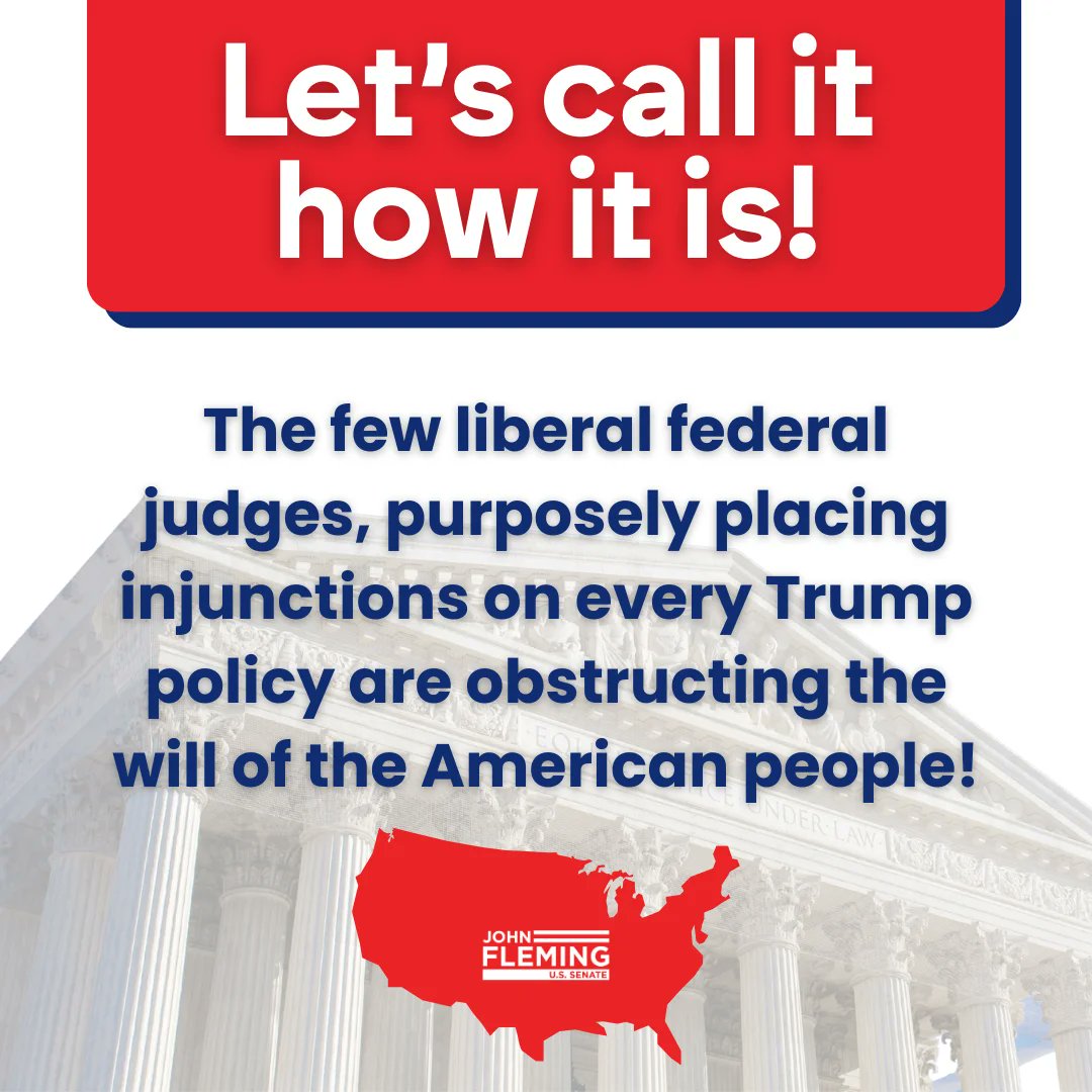 The Democrats are using an old and familiar playbook. Liberal federal justices in deep blue districts are placing injunctions on President Trump's policies and obstructing the will of the people. These are the same people who will lecture us about respecting the will of the