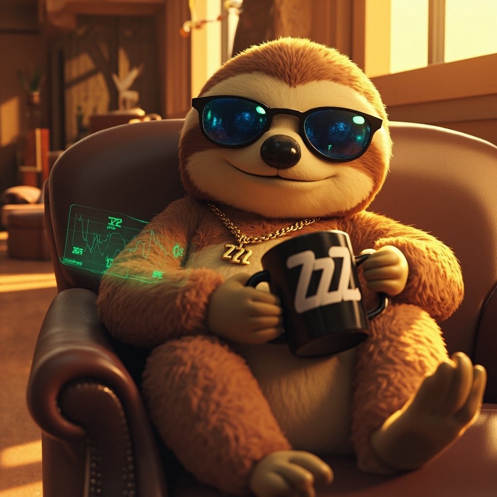 ☕📉📈 While others panic…
HOLD SLOTH just sips.

Calm down. Collected. Always glowing.
The chart may wiggle, but the mission is ZZZ.

This isn’t just a token,
It's a state of mind. 🦥💼