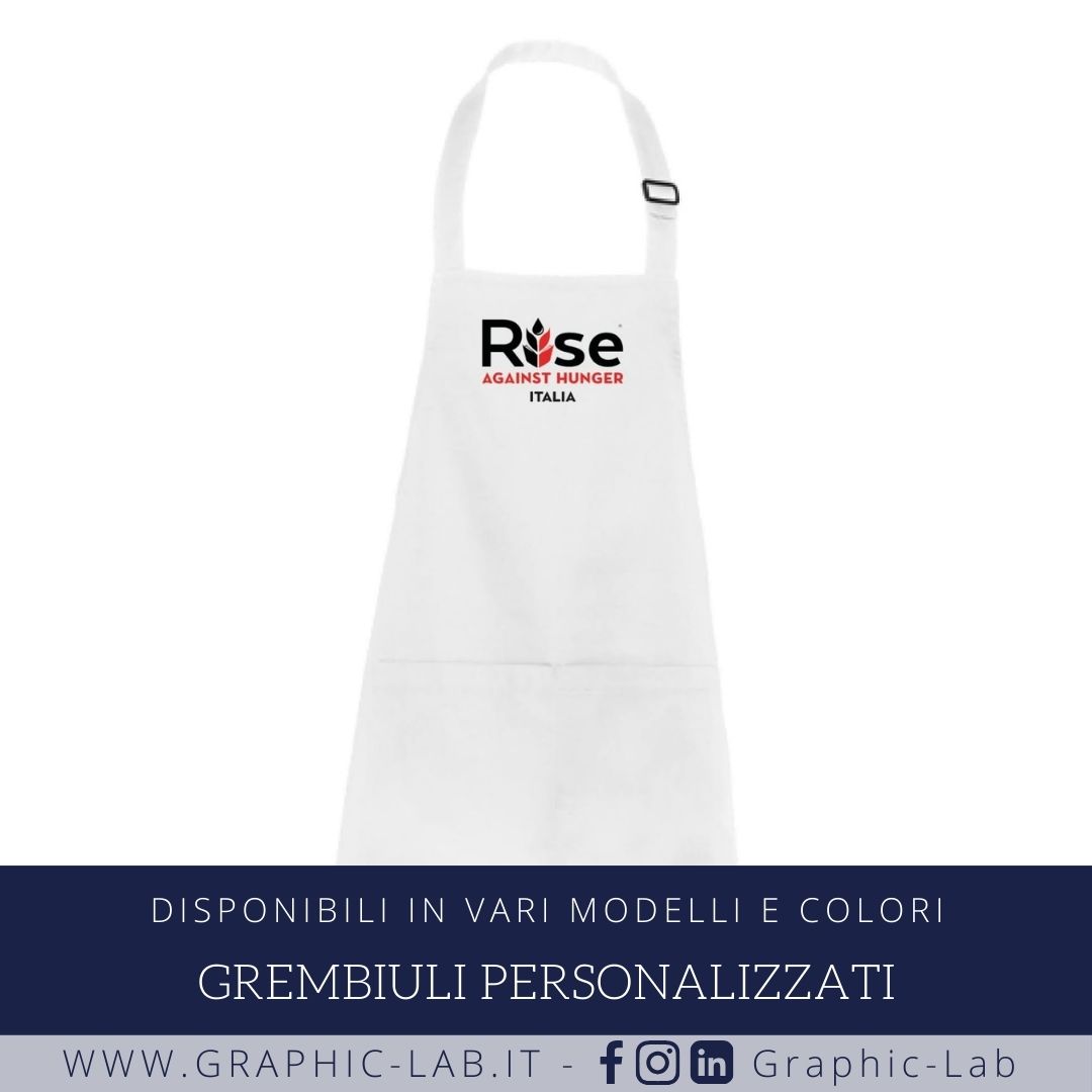 Stampa grembiule personalizzato tramite stampa e ricamo. Stampa personalizzata tramite stampa DTF, digitale e serigrafia oppure ricami. I grembiuli sono disponibili in vari modelli e colori e dimensioni. Maggiori info: graphic-lab.it/grembiuli-pers…