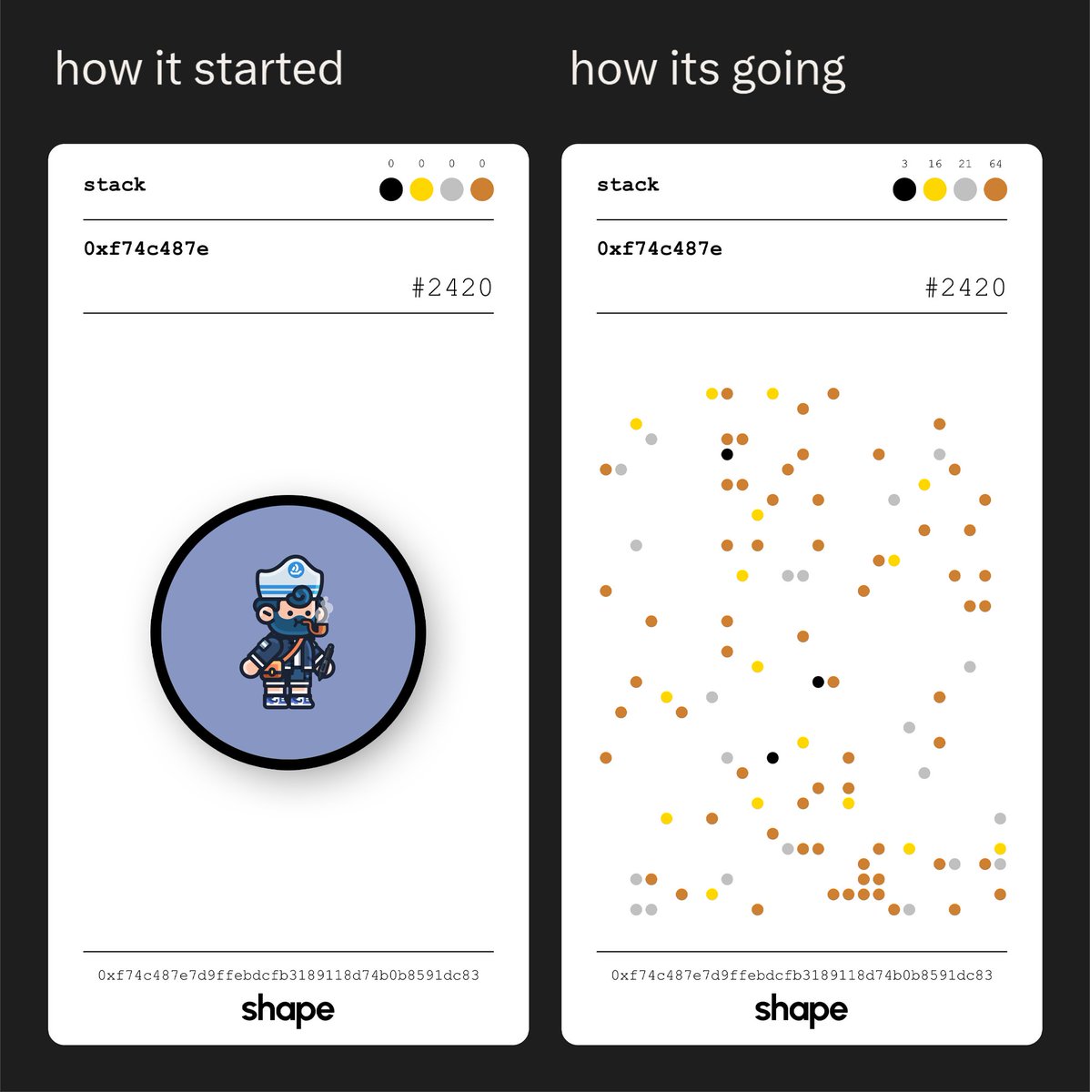 stack of the week ⚫️🟡⚪️🟤

a pinch of deeple, a dash of otom and <a href="/shoedarg/">Hannibal</a> rises 1421 places to break into the top 100 of the stack leaderboard

love to see it