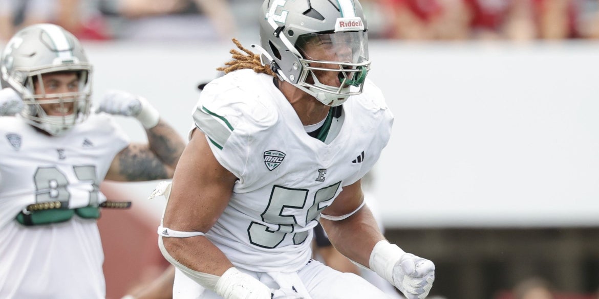 ● DE Spotlight ●

James Djonkam

EMU ➡️ Virginia Tech

• Djonkam transfers back home to play for the Hokies and he's expected to be a key starter at DE. Last season he had 98 Tackles, 12 Tackles for Loss, 3 Sacks, 4 Pass Breakups and 1 Forced Fumble.