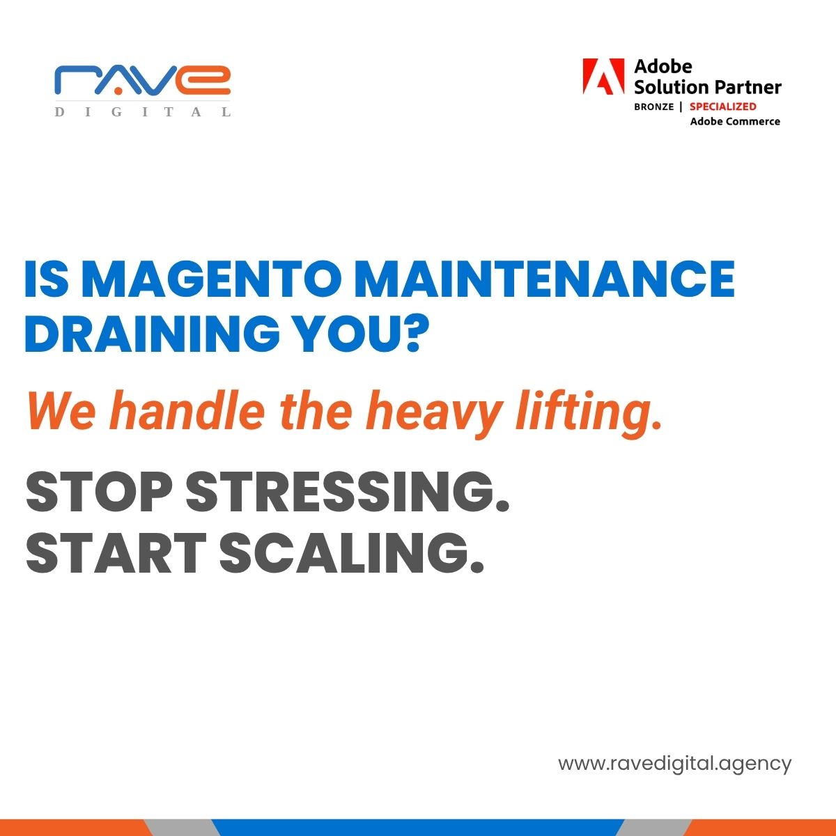 ravedigitalus's tweet image. Tired of Magento maintenance eating into your day (and budget)?

Let us handle the backend chaos so you can focus on growing your brand, not fixing broken checkouts.

👉 Start your maintenance plan now: bit.ly/magento-mainte…. 

#MagentoMaintenance #eCommerceSupport