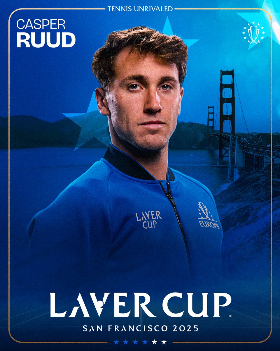 LaverCup's tweet photo. Call it a streak, Casper Ruud 🇳🇴is returning to represent Team Europe for the fifth consecutive time.

Casper has played in every edition since his debut in Boston 2021, this time under the newest Team Europe Captain Yannick Noah.

#LaverCup | @CasperRuud98 https://t.co/HIPwumZYBC