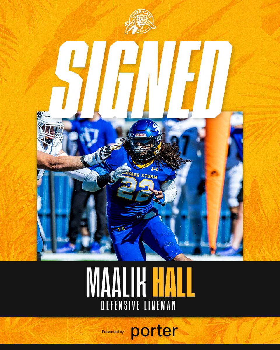 Hamilton Tiger-Cats (@ticats) on Twitter photo We've signed 🇺🇸 DL Maalik Hall (<a href="/Ladrae_22/">Maalik Hall</a>)!
🗞️ | bit.ly/3U8x8Ho
<a href="/porterairlines/">Porter Airlines</a> | <a href="/SE1909/">Southeastern Oklahoma State University</a> We've signed 🇺🇸 DL Maalik Hall (<a href="/Ladrae_22/">Maalik Hall</a>)!
🗞️ | bit.ly/3U8x8Ho
<a href="/porterairlines/">Porter Airlines</a> | <a href="/SE1909/">Southeastern Oklahoma State University</a>