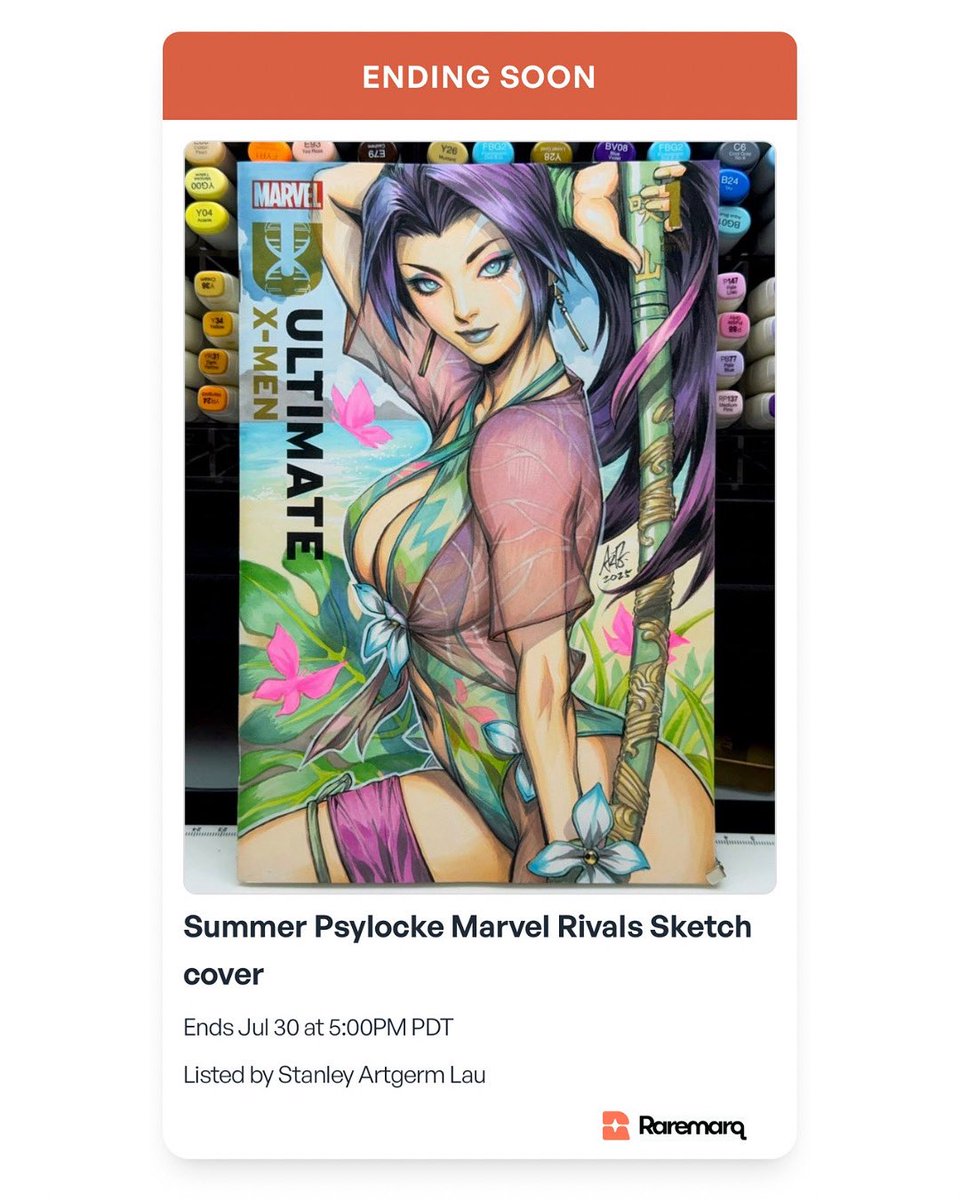 nerdcrawler (@nerdcrawlercom) on Twitter photo Ending today! Don’t miss your chance to bid on this stunning sketch cover of Psylocke in her new Marvel Rivals swimsuit skin — brought to life by the legendary <a href="/Artgerm/">Stanley Artgerm™ Lau</a>!
raremarq.com/auctions/summe…
#psylocke #marvelrivals #artgerm #sketchcover Ending today! Don’t miss your chance to bid on this stunning sketch cover of Psylocke in her new Marvel Rivals swimsuit skin — brought to life by the legendary <a href="/Artgerm/">Stanley Artgerm™ Lau</a>!
raremarq.com/auctions/summe…
#psylocke #marvelrivals #artgerm #sketchcover