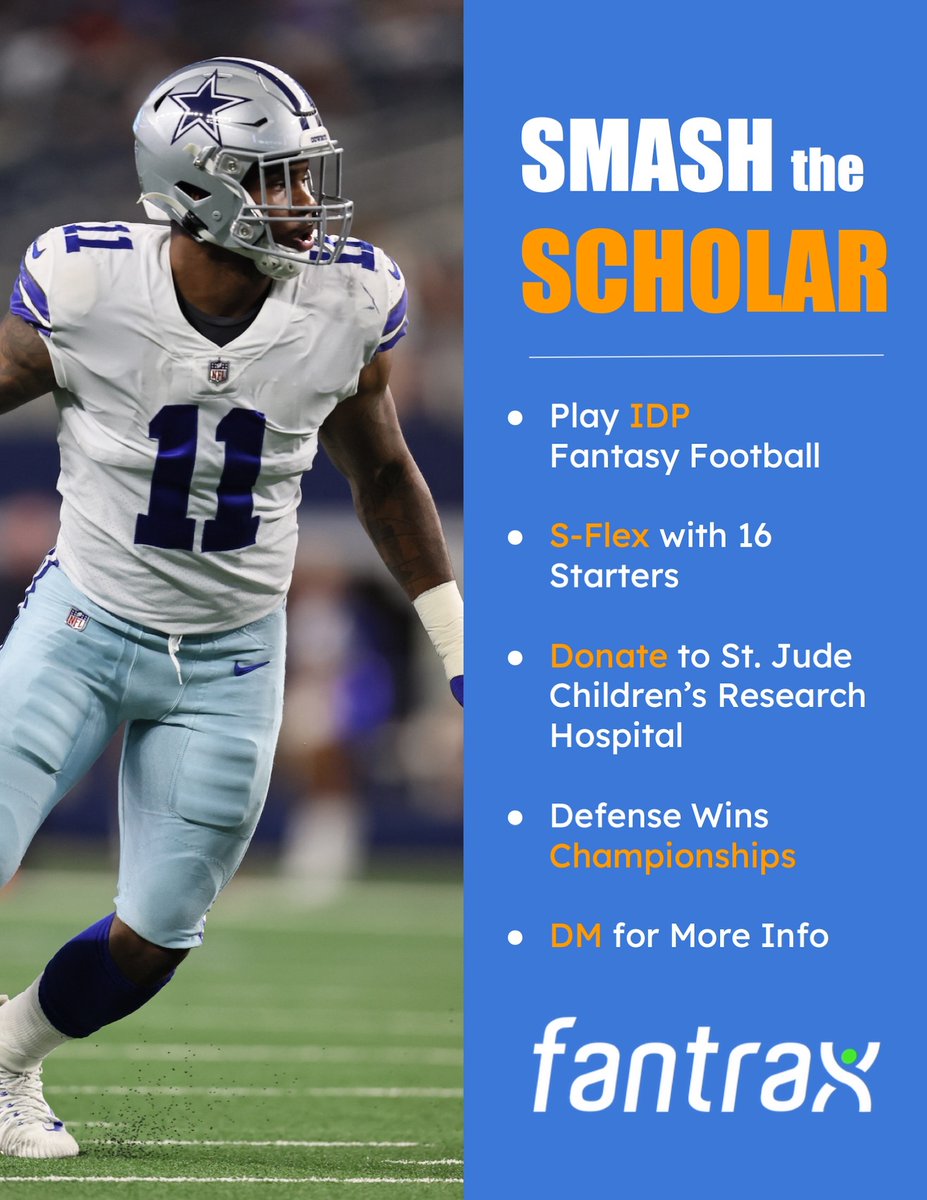 Smash the Scholar in 2025!

- Play IDP Fantasy Football   
- S-Flex and 16 Starters   
- Help Families &amp; Children     
- Link to Donate👇 
gogetfunding.com/?p=9236597  

#FantasyFootball #IDP <a href="/Fantrax/">Fantrax</a>