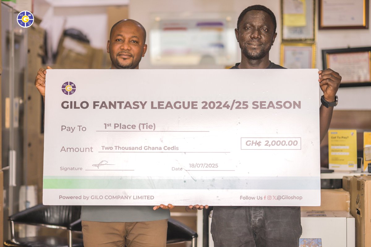 gilocooperate's tweet photo. 🎉 Big Congrats to Our 1st Place (Tie) Champion! 🥉
@dodnopet
You fought hard, played smart, and secured the top spot on the podium in the GILO Fantasy League 2024/25
Your strategy paid off respect to a true fantasy baller
#GILOFantasyLeague #Top3Finish #FantasyFootballChampion https://t.co/lupIa44ZO6