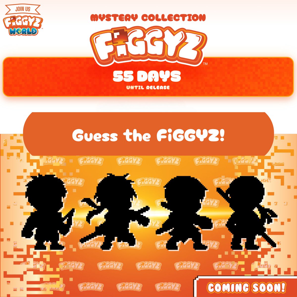 ❓ SILHOUETTE TIME! ❓

A, B, C and D Four mysterious FiGGYZ silhouettes.

This one I believe will be guessed fairly quickly!

❗ Whoever guesses first the most characters correctly will win 200 FiGGYZ points when they’re revealed! ❗

👇 Drop your guesses in the comments!

🔔