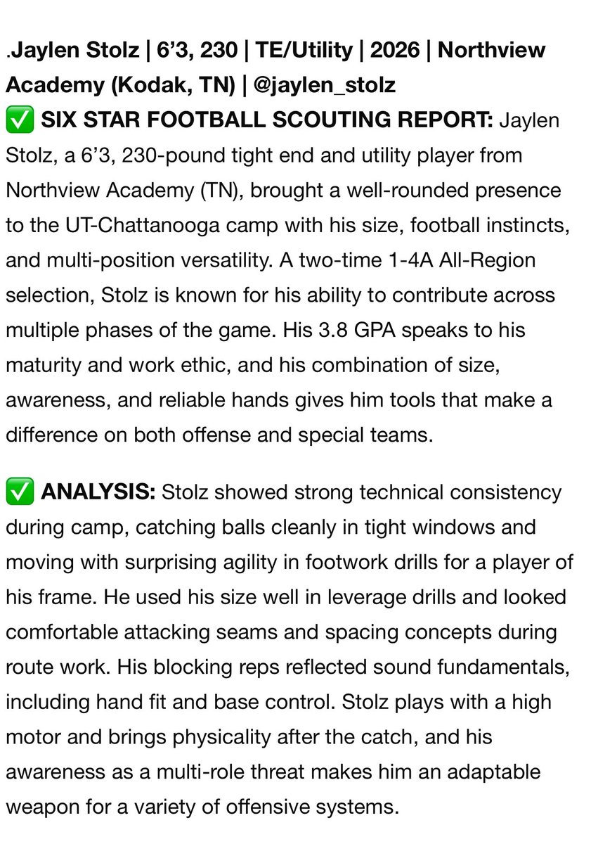 Thanks for the write up!! 
<a href="/sixstarfootball/">Six Star Football | PLUS+</a> 

<a href="/JustinAfootball/">Justin Anderson</a> <a href="/DGreen0187/">Daniel Green</a> <a href="/gvol50/">Gary Lively</a> <a href="/CoachBenJames/">Ben James</a> <a href="/CSmithScout/">Chris Smith</a> <a href="/GoMocsFB/">Chattanooga Football</a> <a href="/SewaneeFootball/">Sewanee Football</a> <a href="/EmoryHenry_FB/">E&H Football</a> <a href="/Vol_Football/">Tennessee Football</a> <a href="/HokiesFB/">Virginia Tech Football</a> <a href="/NACougarFB/">Northview Football - Kodak, TN</a> <a href="/UNAFootball/">North Alabama Football</a>