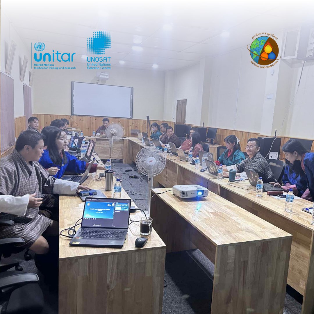 UNOSAT's tweet image. We’re excited and proud to launch our new #GeoAI Training on Land Monitoring in #Bhutan 🇧🇹, co-organized with our long-term partner @nlcsbhutan — empowering national experts with advanced tools such as deep learning and super-resolution.

#UNOSAT #RemoteSensing #Training