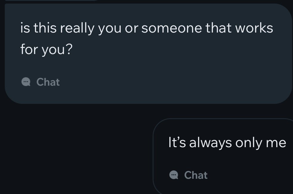 Only place you can chat with me is my personal website and yes, it’s always only Goddess.