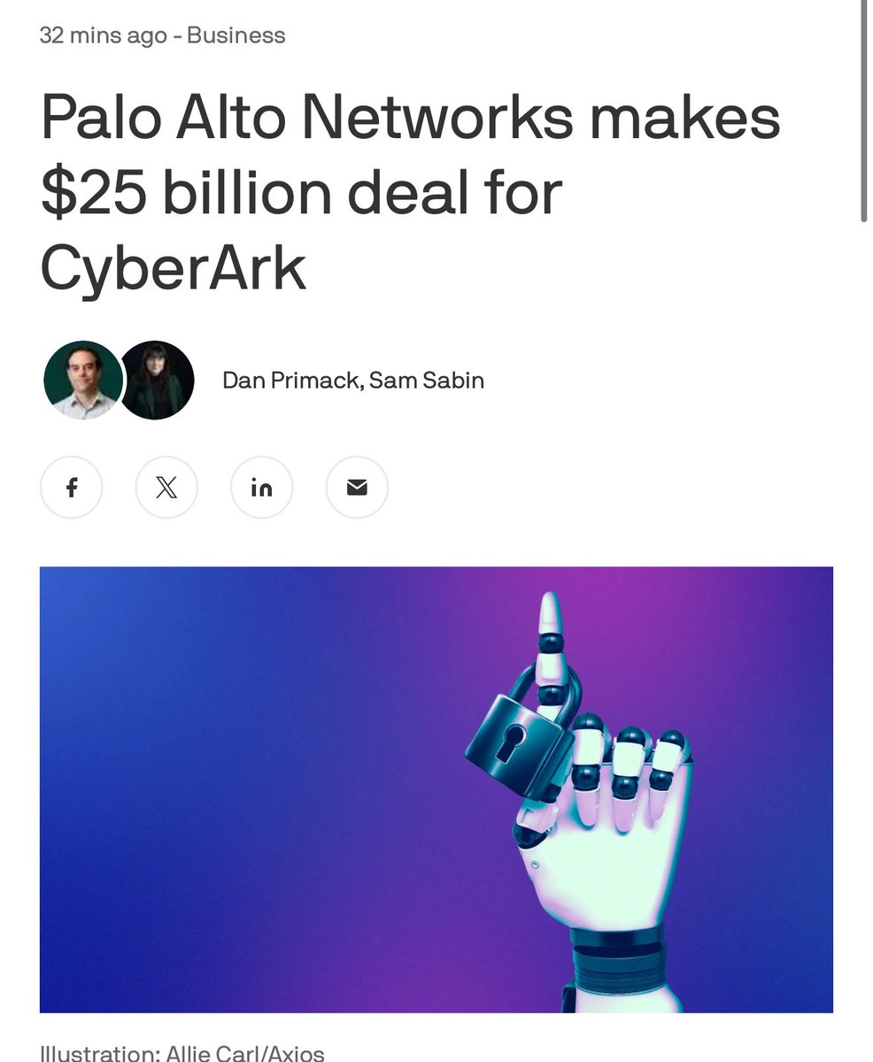 Palo Alto rachète la startup israélienne CyberArk pour 25 milliards de dollars 🤯

Pendant que les 🇵🇸 détruisent, nous créons des licornes 🦄.

Alors qu’ils s'accrochent à l’âge de pierre, nous inventons le futur.

Mais surtout, continuez à boycotter McDo 🍟 et Coca 🥤