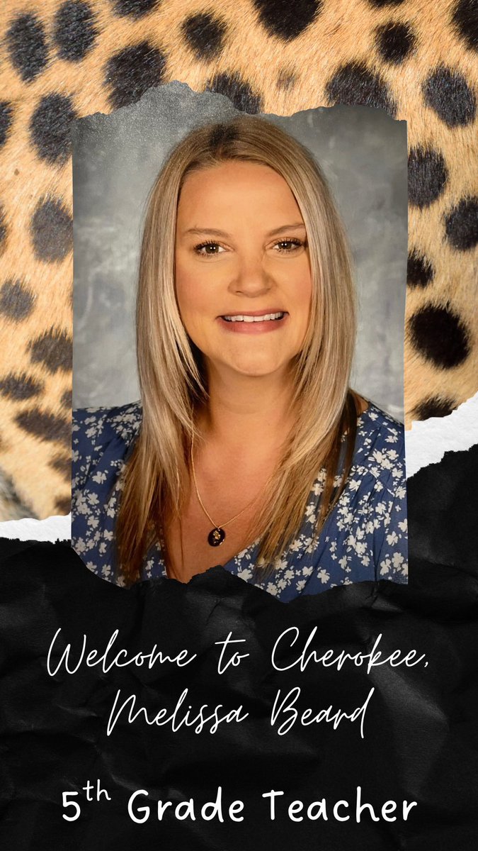 Please welcome to Cherokee, Melissa Beard! 🥰 Melissa is an outstanding addition to our 5th grade team!! Ms. Beard just relocated from Columbus where she has been teaching several  years.  She can’t wait to join our Cheetah family!  #cheetahpride #WEareLakota 🐆❤️